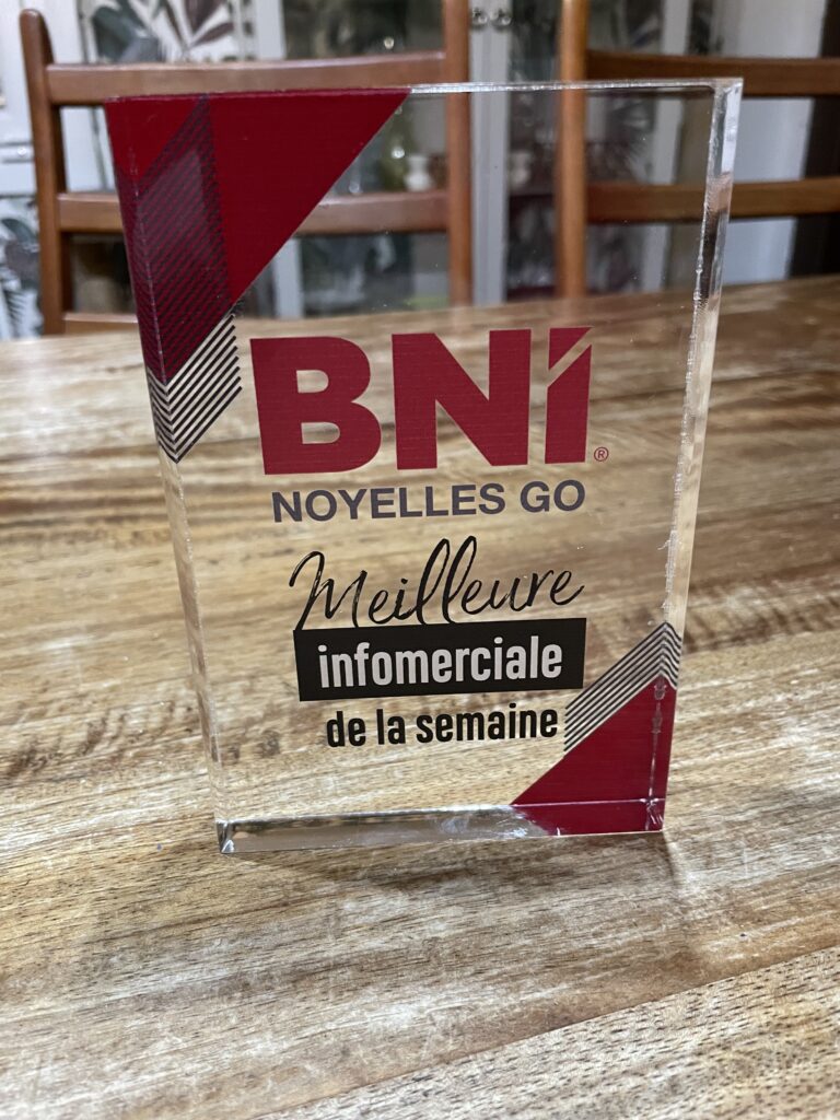 Trophée de la meilleure infomerciale BNI Noyelles Go