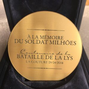 Etiquette médaille centenaire de la Bataille de la Lys